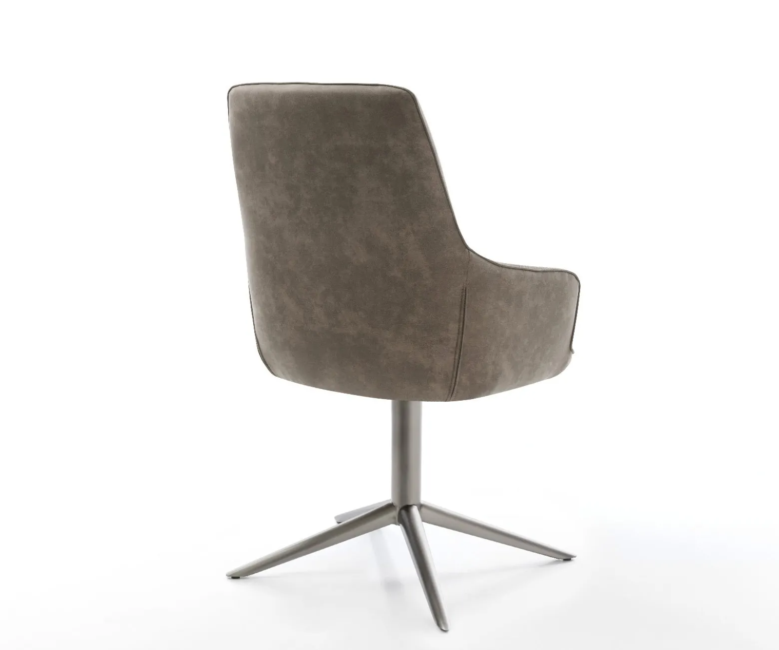 DrehstuhlZelia-Flex mit Armlehnen Mikrofaser Taupe Vintage Fußkreuz Graphit 360° drehbar Wippfunktion Taschenfederkern Sofort versandfertig