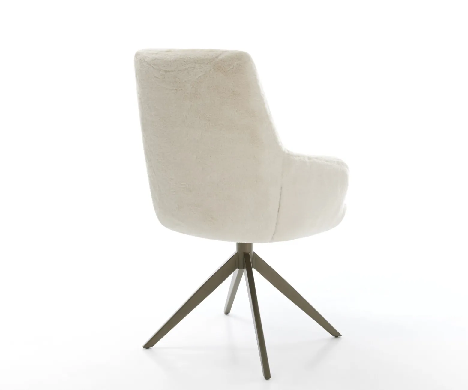DrehstuhlZelia-Flex mit Armlehnen Plüsch Creme-Weiß Kreuzgestell breit Effektfinish Titan 360° drehbar Wippfunktion Taschenfederkern Sofort versandfertig