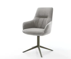 DrehstuhlZelia-Flex mit Armlehnen Strukturstoff Soft Grau Fußkreuz Effektfinish Titan 360° drehbar Wippfunktion Taschenfederkern Sofort versandfertig