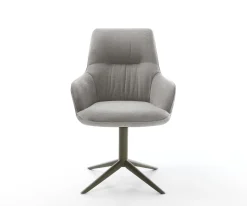 DrehstuhlZelia-Flex mit Armlehnen Strukturstoff Soft Grau Fußkreuz Effektfinish Titan 360° drehbar Wippfunktion Taschenfederkern Sofort versandfertig