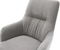 DrehstuhlZelia-Flex mit Armlehnen Strukturstoff Soft Grau Fußkreuz Effektfinish Titan 360° drehbar Wippfunktion Taschenfederkern Sofort versandfertig