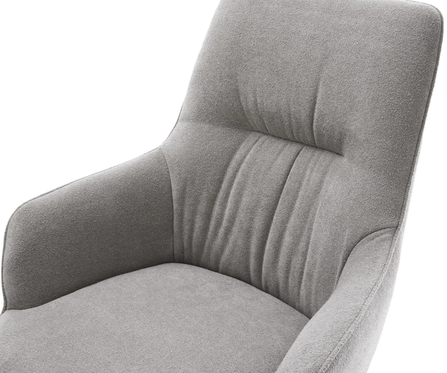 DrehstuhlZelia-Flex mit Armlehnen Strukturstoff Soft Grau Fußkreuz Effektfinish Titan 360° drehbar Wippfunktion Taschenfederkern Sofort versandfertig