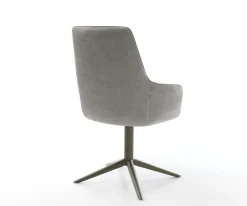 DrehstuhlZelia-Flex mit Armlehnen Strukturstoff Soft Grau Fußkreuz Effektfinish Titan 360° drehbar Wippfunktion Taschenfederkern Sofort versandfertig
