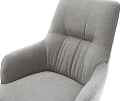 DrehstuhlZelia-Flex mit Armlehnen Strukturstoff Soft Grau Kreuzgestell breit Edelstahl 360° drehbar Wippfunktion Taschenfederkern Sofort versandfertig