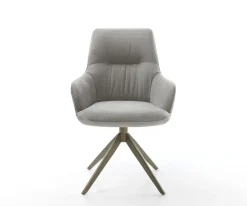 DrehstuhlZelia-Flex mit Armlehnen Strukturstoff Soft Grau Kreuzgestell breit Effektfinish Titan 360° drehbar Wippfunktion Taschenfederkern Sofort versandfertig