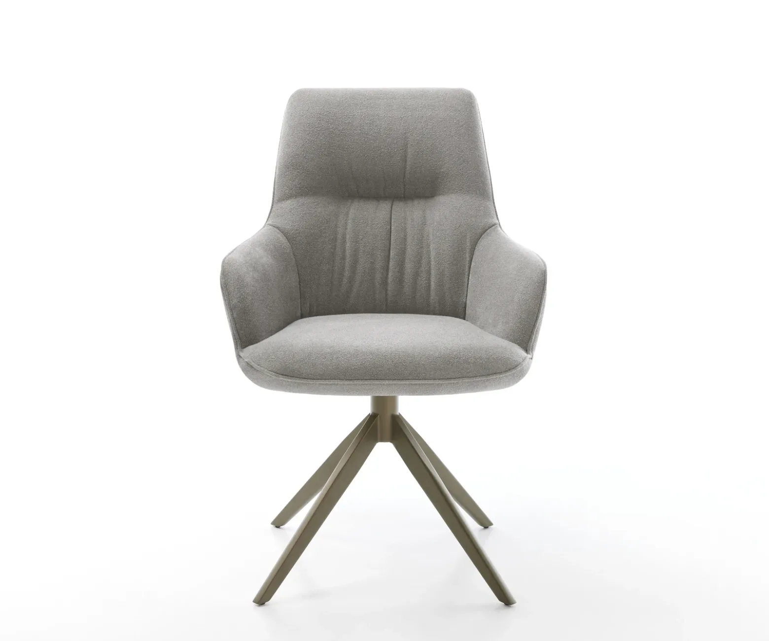 DrehstuhlZelia-Flex mit Armlehnen Strukturstoff Soft Grau Kreuzgestell breit Effektfinish Titan 360° drehbar Wippfunktion Taschenfederkern Sofort versandfertig