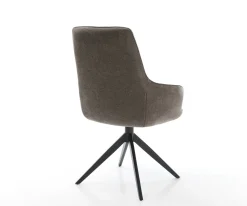 DrehstuhlZelia-Flex mit Armlehnen Strukturstoff Soft Taupe Kreuzgestell breit Schwarz 360° drehbar Wippfunktion Taschenfederkern Sofort versandfertig
