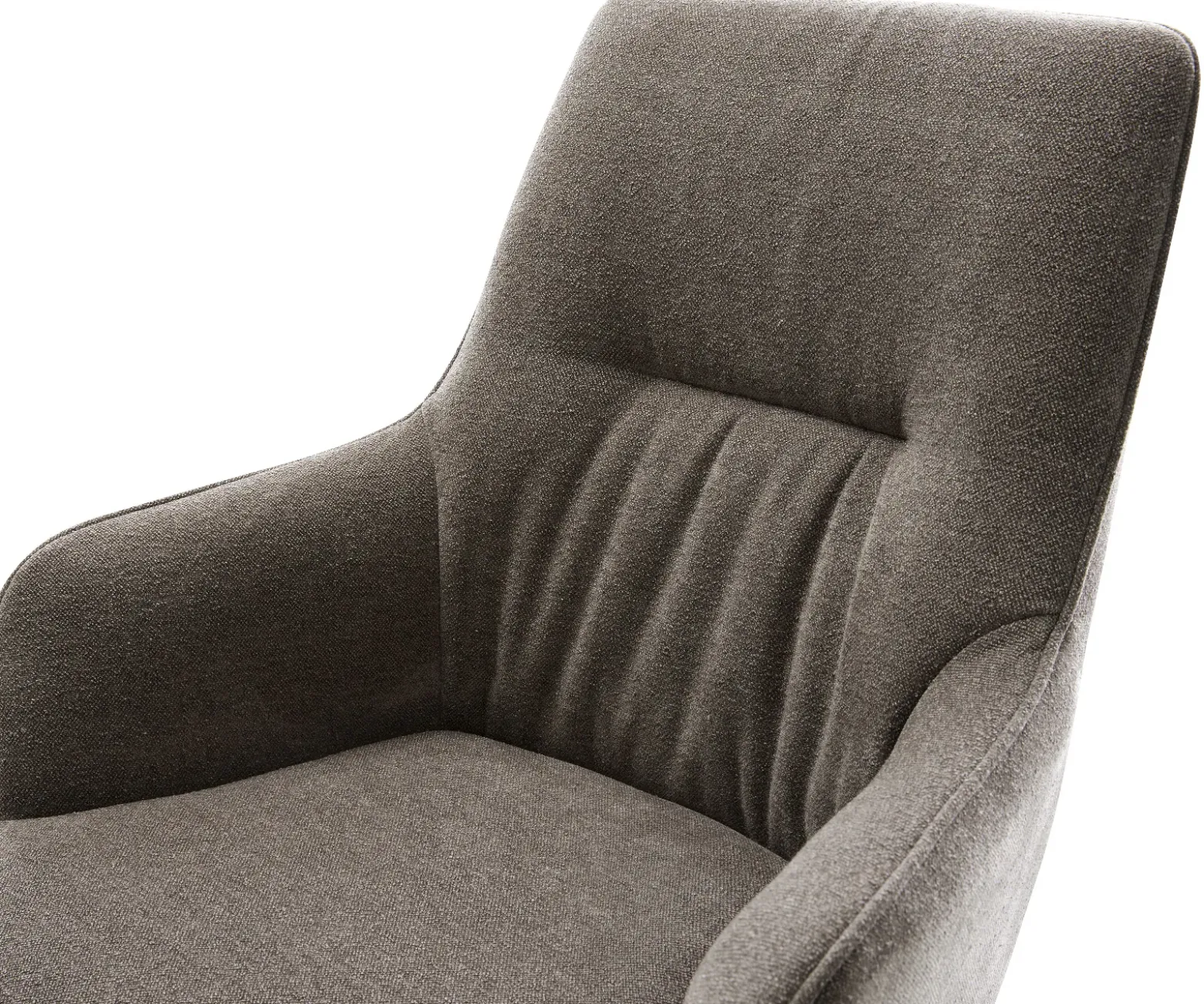 DrehstuhlZelia-Flex mit Armlehnen Strukturstoff Soft Taupe Holzgestell kantig Natur 360° drehbar Taschenfederkern Versandfertig ca. 28.10.26