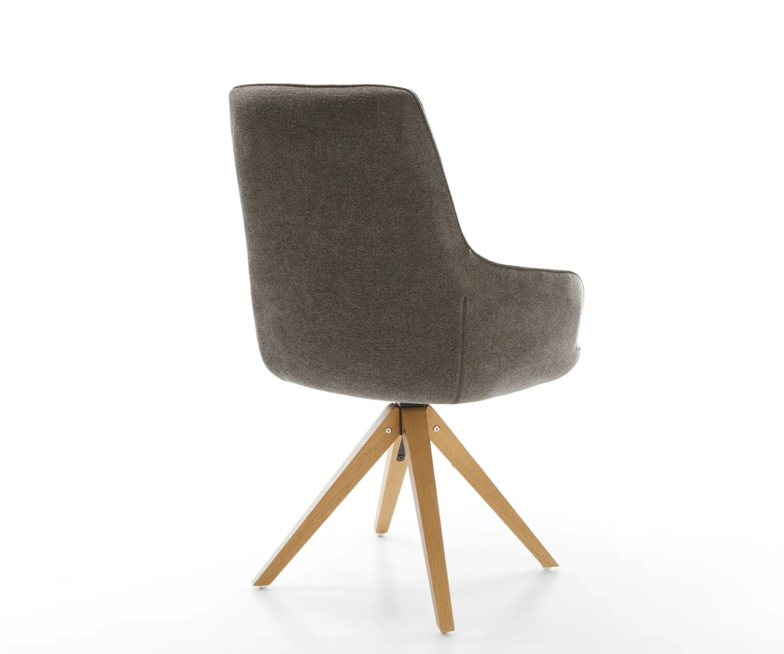 DrehstuhlZelia-Flex mit Armlehnen Strukturstoff Soft Taupe Holzgestell kantig Natur 360° drehbar Taschenfederkern Versandfertig ca. 28.10.26