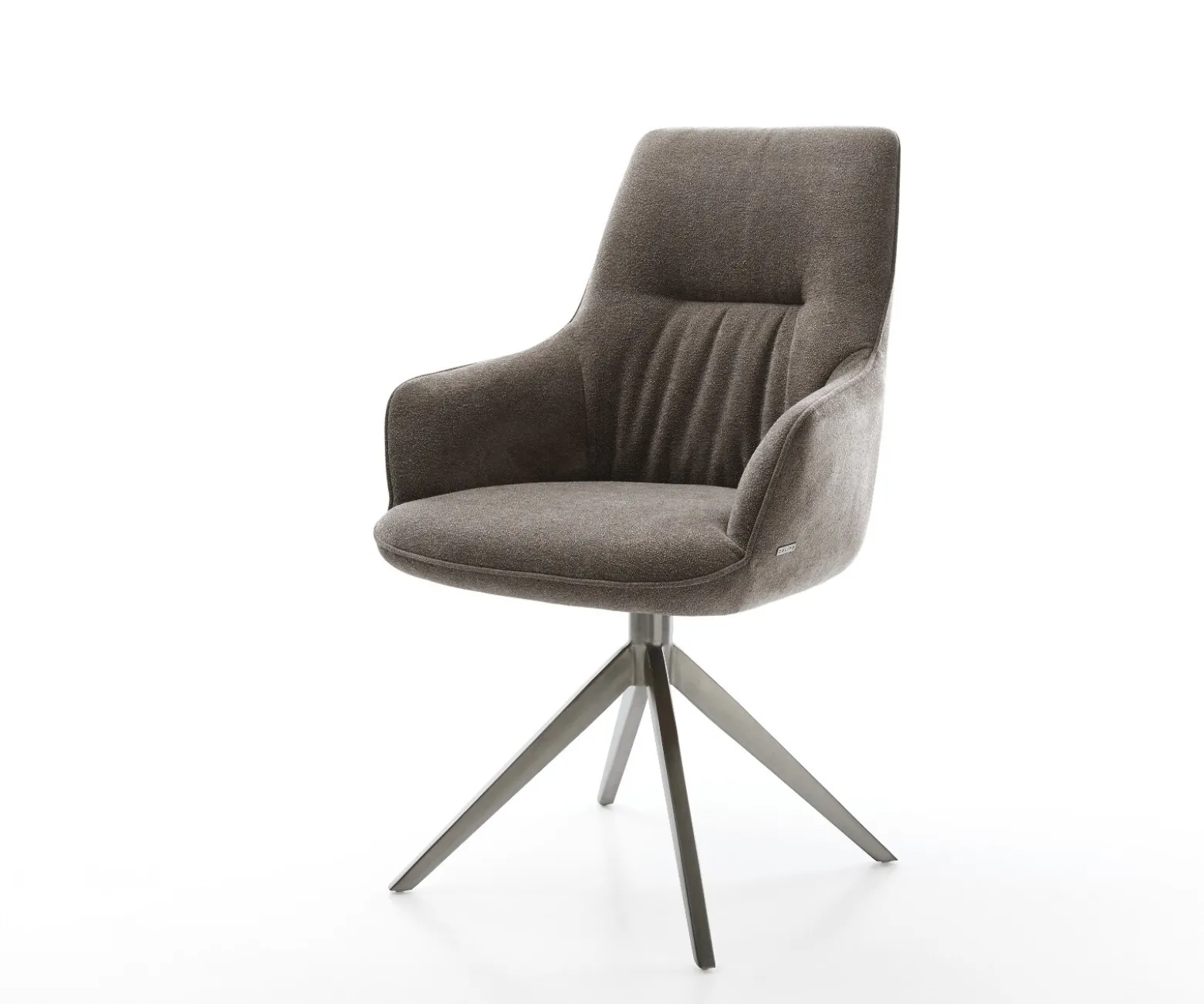 DrehstuhlZelia-Flex mit Armlehnen Strukturstoff Soft Taupe Kreuzgestell breit Graphit 360° drehbar Wippfunktion Taschenfederkern Sofort versandfertig