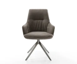 DrehstuhlZelia-Flex mit Armlehnen Strukturstoff Soft Taupe Kreuzgestell breit Graphit 360° drehbar Wippfunktion Taschenfederkern Sofort versandfertig