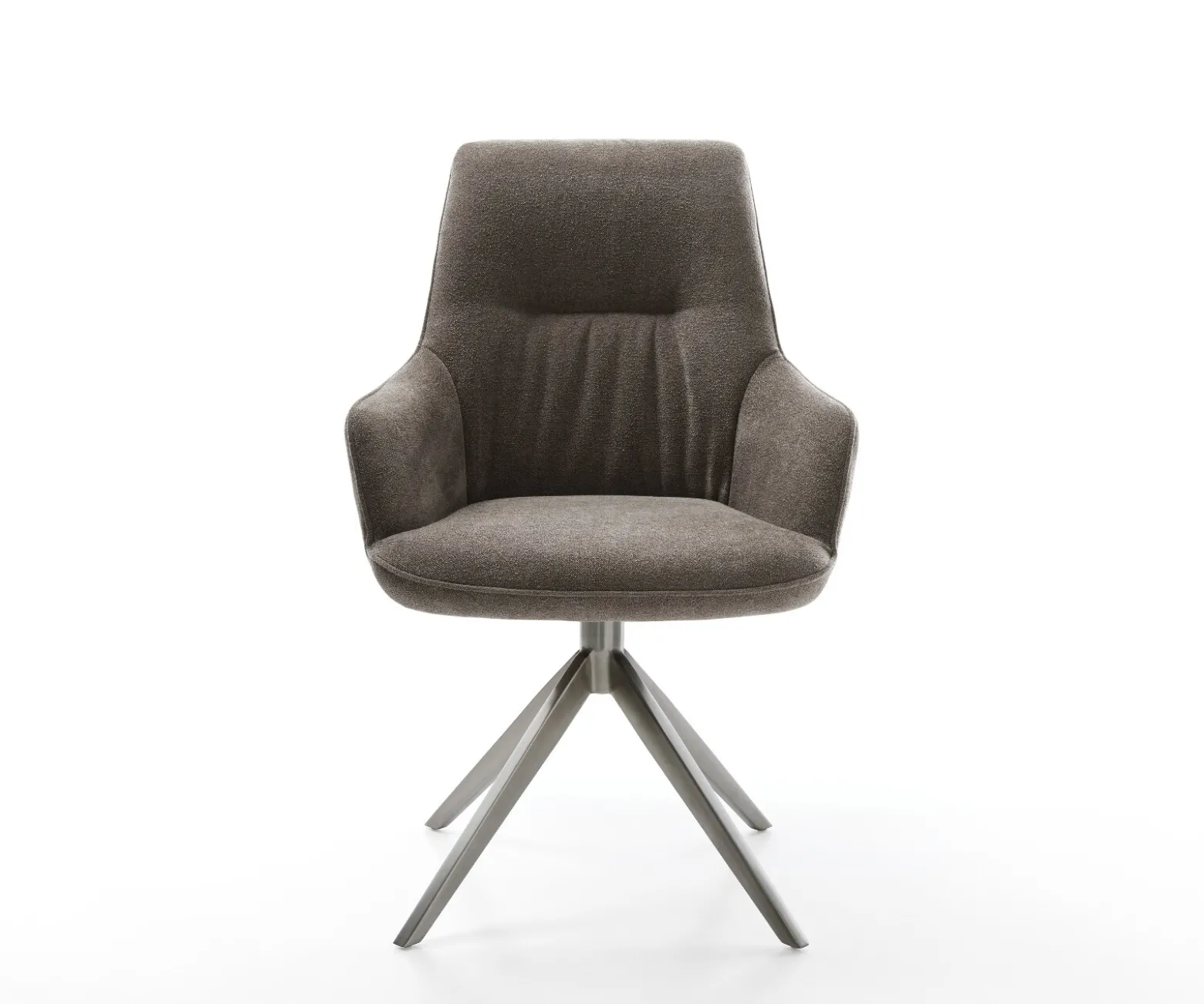 DrehstuhlZelia-Flex mit Armlehnen Strukturstoff Soft Taupe Kreuzgestell breit Graphit 360° drehbar Wippfunktion Taschenfederkern Sofort versandfertig