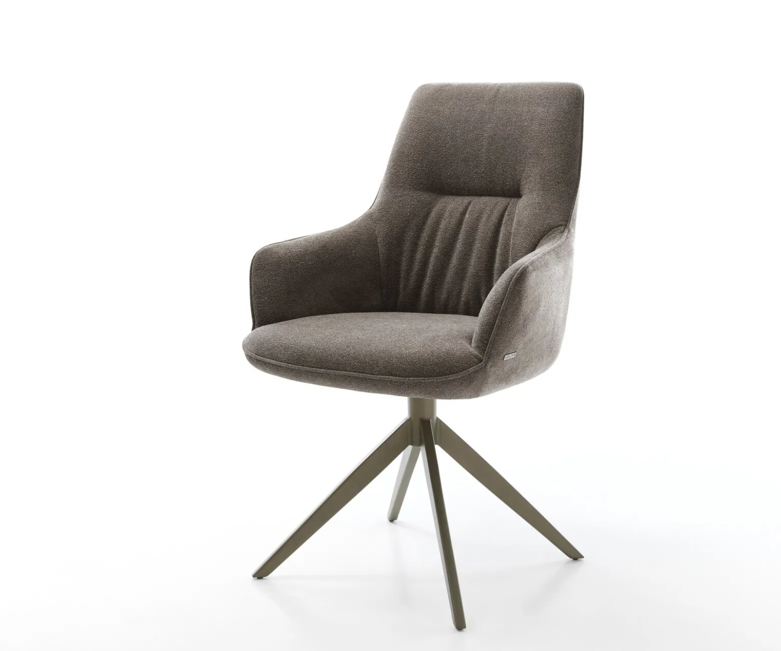 DrehstuhlZelia-Flex mit Armlehnen Strukturstoff Soft Taupe Kreuzgestell breit Effektfinish Titan 360° drehbar Wippfunktion Taschenfederkern Sofort versandfertig