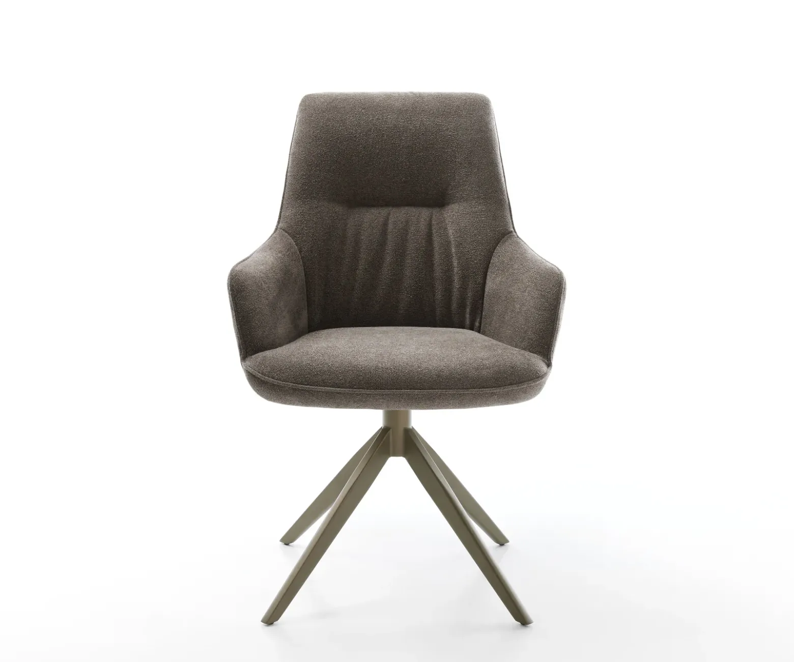 DrehstuhlZelia-Flex mit Armlehnen Strukturstoff Soft Taupe Kreuzgestell breit Effektfinish Titan 360° drehbar Wippfunktion Taschenfederkern Sofort versandfertig