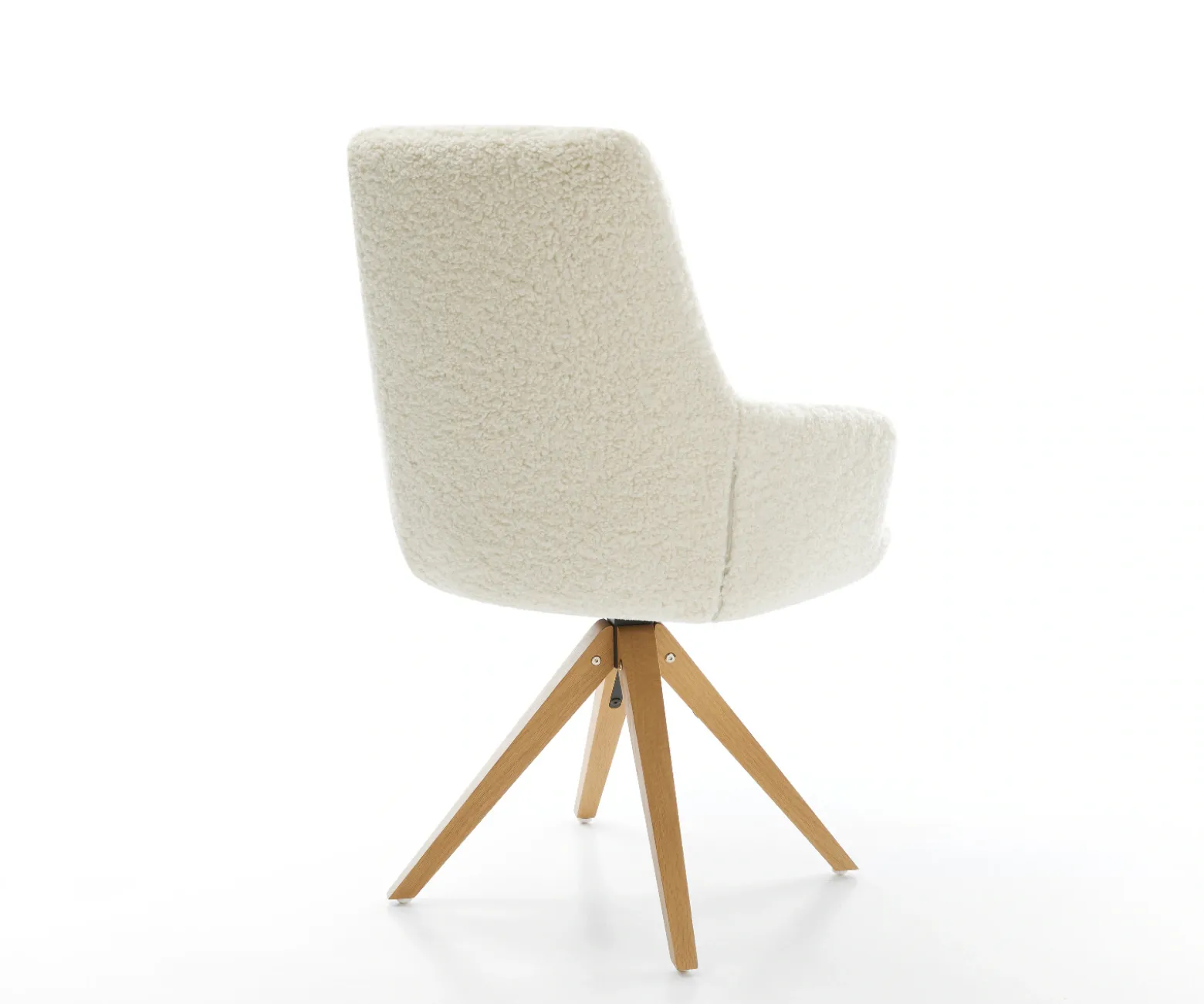 DrehstuhlZelia-Flex mit Armlehnen Teddystoff Beige Holzgestell kantig Natur 360° drehbar Taschenfederkern Versandfertig ca. 28.10.26