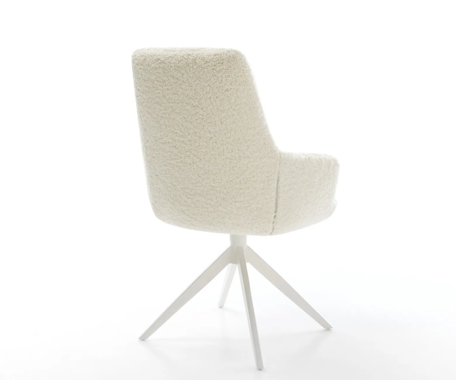 DrehstuhlZelia-Flex mit Armlehnen Teddystoff Beige Kreuzgestell breit Weiß 360° drehbar Wippfunktion Taschenfederkern Sofort versandfertig