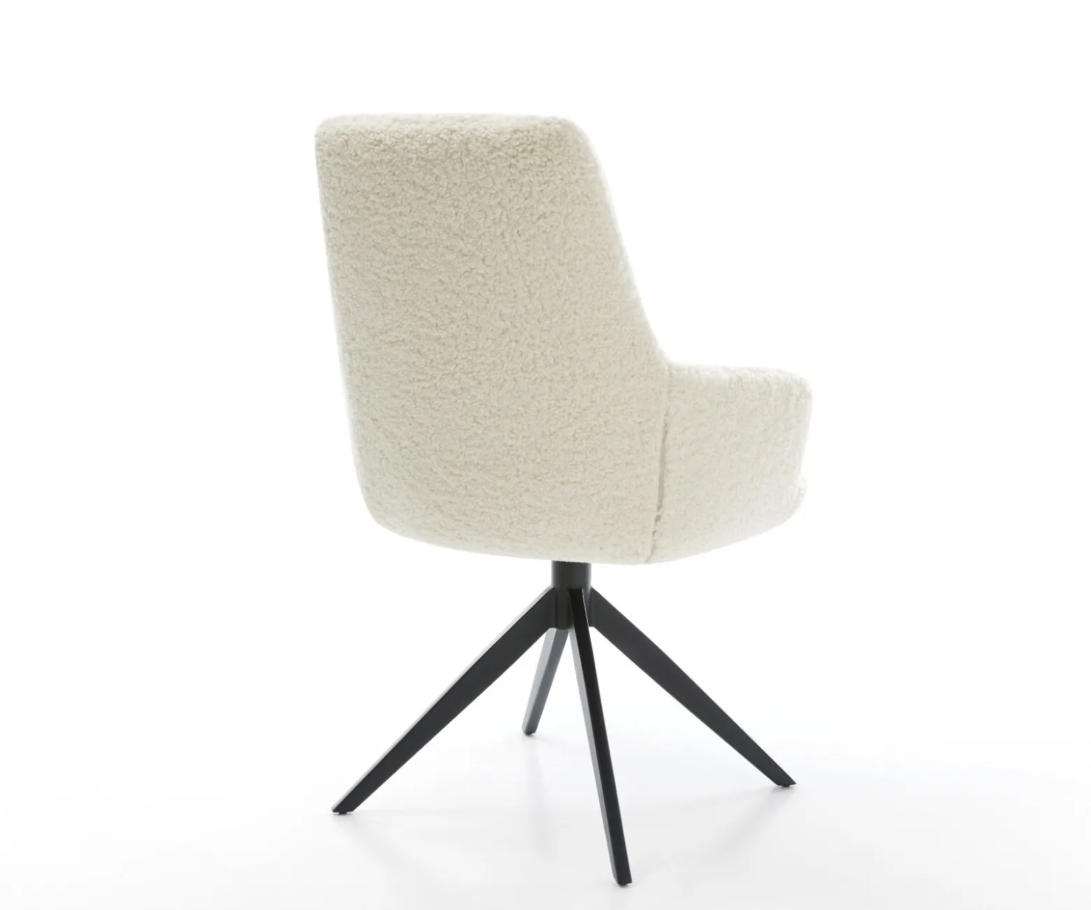 DrehstuhlZelia-Flex mit Armlehnen Teddystoff Beige Kreuzgestell breit Schwarz 360° drehbar Wippfunktion Taschenfederkern Sofort versandfertig