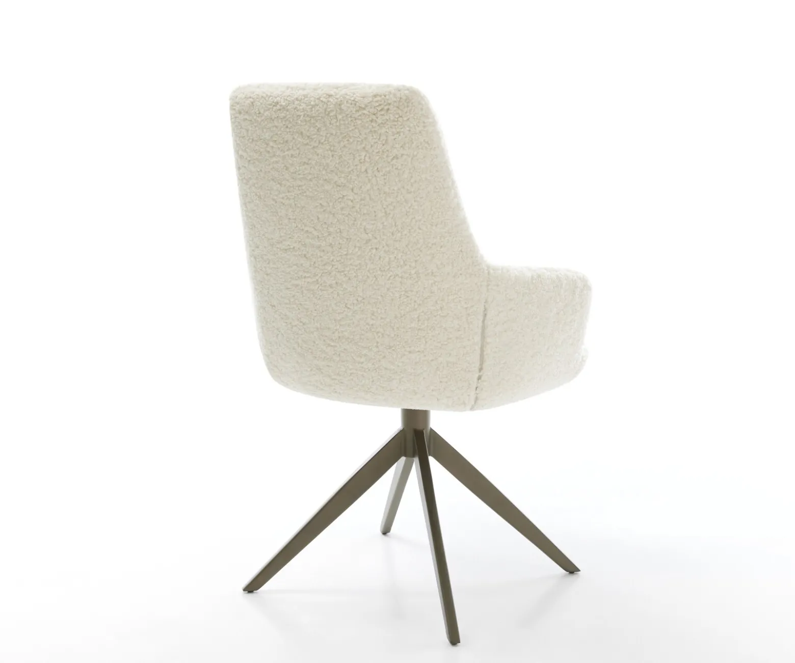 DrehstuhlZelia-Flex mit Armlehnen Teddystoff Beige Kreuzgestell breit Effektfinish Titan 360° drehbar Wippfunktion Taschenfederkern Sofort versandfertig