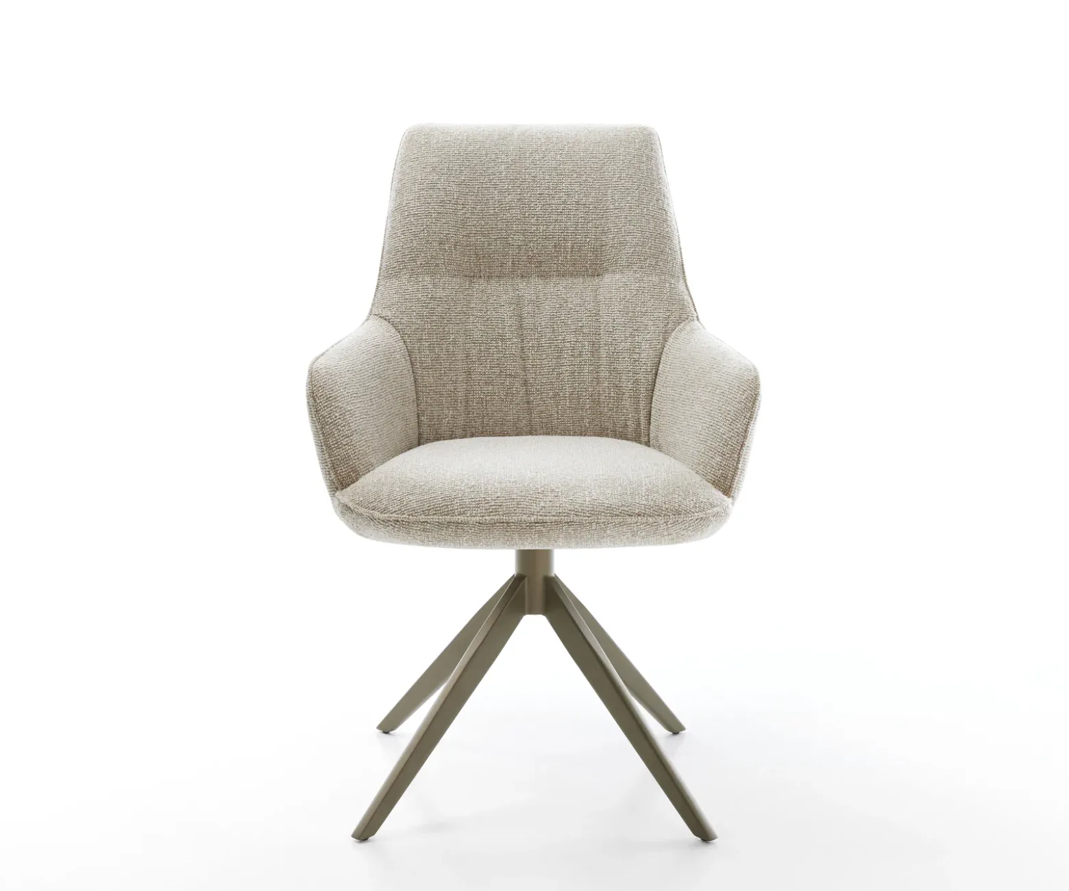 DrehstuhlZelia-Flex mit Armlehnen Webstoff Soft Beige Kreuzgestell breit Effektfinish Titan 360° drehbar Wippfunktion Taschenfederkern Sofort versandfertig