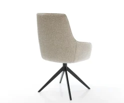 DrehstuhlZelia-Flex mit Armlehnen Webstoff Soft Beige Kreuzgestell breit Schwarz 360° drehbar Wippfunktion Taschenfederkern Sofort versandfertig