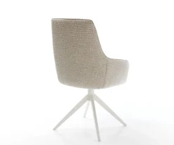 DrehstuhlZelia-Flex mit Armlehnen Webstoff Soft Beige Kreuzgestell breit Weiß 360° drehbar Wippfunktion Taschenfederkern Sofort versandfertig