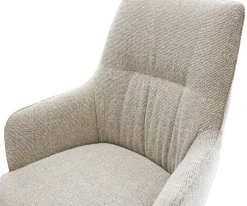 DrehstuhlZelia-Flex mit Armlehnen Webstoff Soft Beige Kreuzgestell breit Edelstahl 360° drehbar Wippfunktion Taschenfederkern Sofort versandfertig