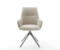 DrehstuhlZelia-Flex mit Armlehnen Webstoff Soft Beige Kreuzgestell breit Graphit 360° drehbar Wippfunktion Taschenfederkern Sofort versandfertig