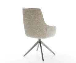 DrehstuhlZelia-Flex mit Armlehnen Webstoff Soft Beige Kreuzgestell breit Graphit 360° drehbar Wippfunktion Taschenfederkern Sofort versandfertig