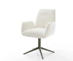 DrehstuhlZoa-Flex Bouclé Soft Beige Fußkreuz Effektfinish Titan 360° drehbar Wippfunktion Taschenfederkern Sofort versandfertig