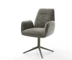 DrehstuhlZoa-Flex Bouclé Soft Schlamm Fußkreuz Effektfinish Titan 360° drehbar Wippfunktion Taschenfederkern Sofort versandfertig