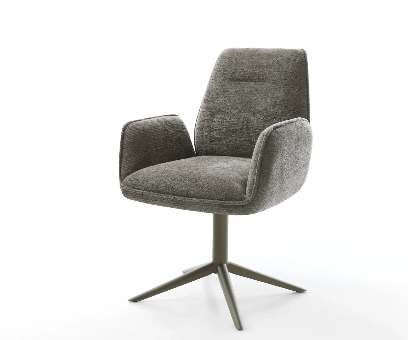 DrehstuhlZoa-Flex Bouclé Soft Schlamm Fußkreuz Effektfinish Titan 360° drehbar Wippfunktion Taschenfederkern Sofort versandfertig