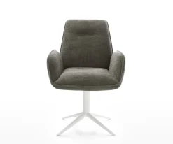 DrehstuhlZoa-Flex Bouclé Soft Schlamm Fußkreuz Weiß 360° drehbar Wippfunktion Taschenfederkern Sofort versandfertig