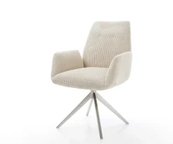 DrehstuhlZoa-Flex Cord Beige Kreuzgestell breit Edelstahl 360° drehbar Wippfunktion Taschenfederkern Sofort versandfertig