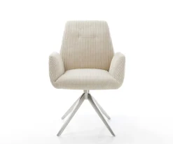 DrehstuhlZoa-Flex Cord Beige Kreuzgestell breit Edelstahl 360° drehbar Wippfunktion Taschenfederkern Sofort versandfertig