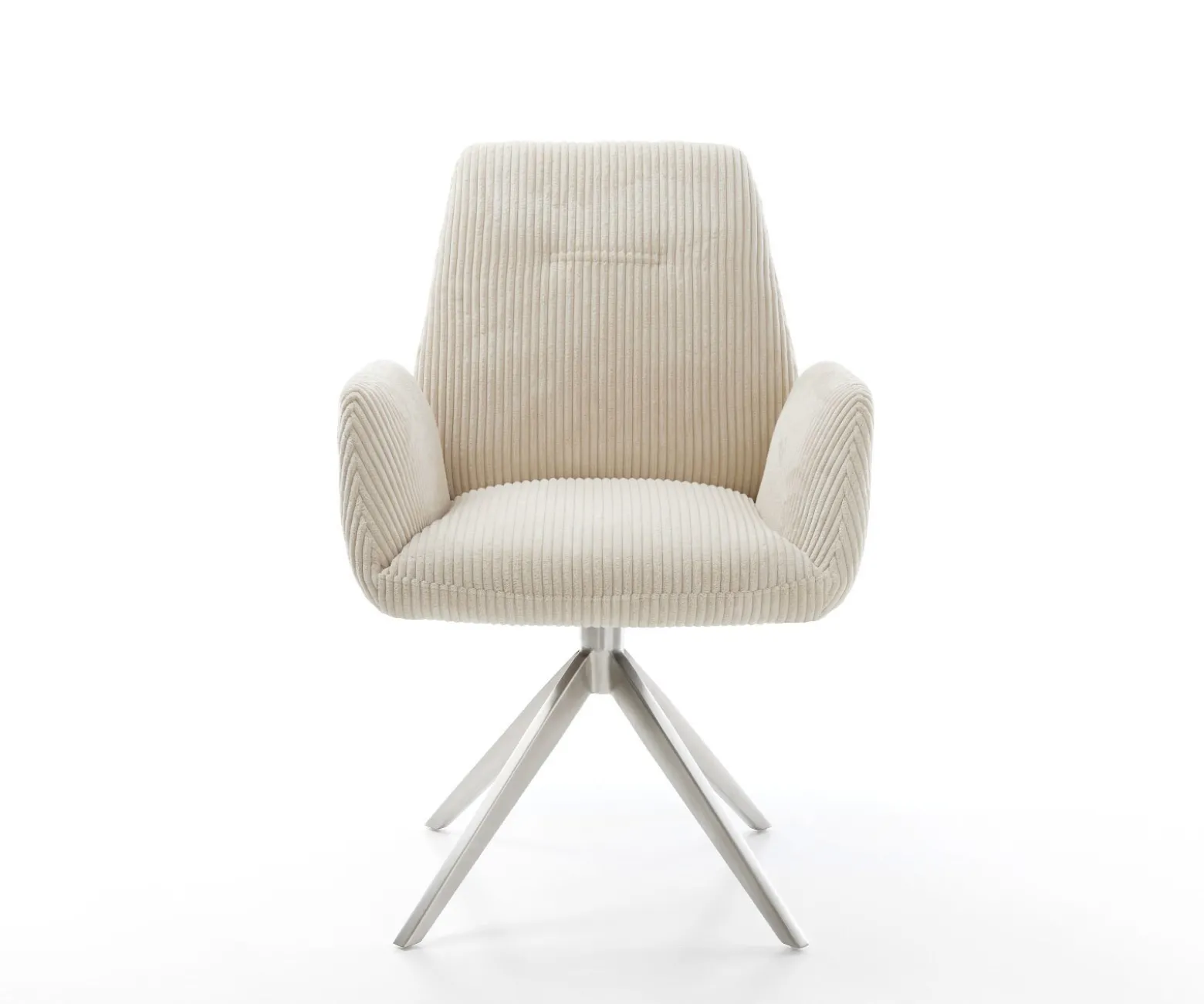 DrehstuhlZoa-Flex Cord Beige Kreuzgestell breit Edelstahl 360° drehbar Wippfunktion Taschenfederkern Sofort versandfertig