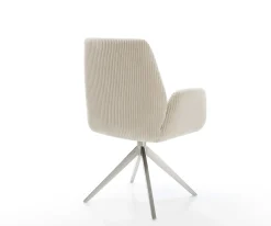 DrehstuhlZoa-Flex Cord Beige Kreuzgestell breit Edelstahl 360° drehbar Wippfunktion Taschenfederkern Sofort versandfertig