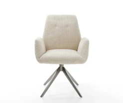 DrehstuhlZoa-Flex Cord Beige Kreuzgestell breit Graphit 360° drehbar Wippfunktion Taschenfederkern Sofort versandfertig