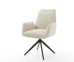 DrehstuhlZoa-Flex Cord Beige Kreuzgestell breit Schwarz 360° drehbar Wippfunktion Taschenfederkern Sofort versandfertig