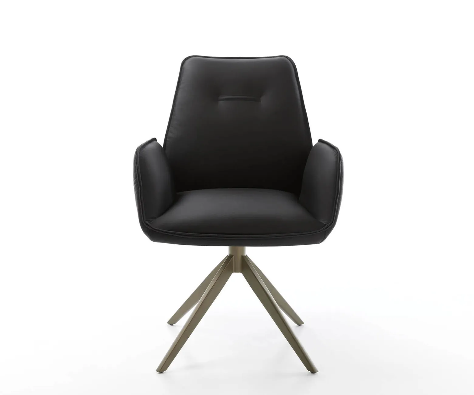 DrehstuhlZoa-Flex Echt-Leder Schwarz Kreuzgestell breit Effektfinish Titan 360° drehbar Taschenfederkern Sofort versandfertig