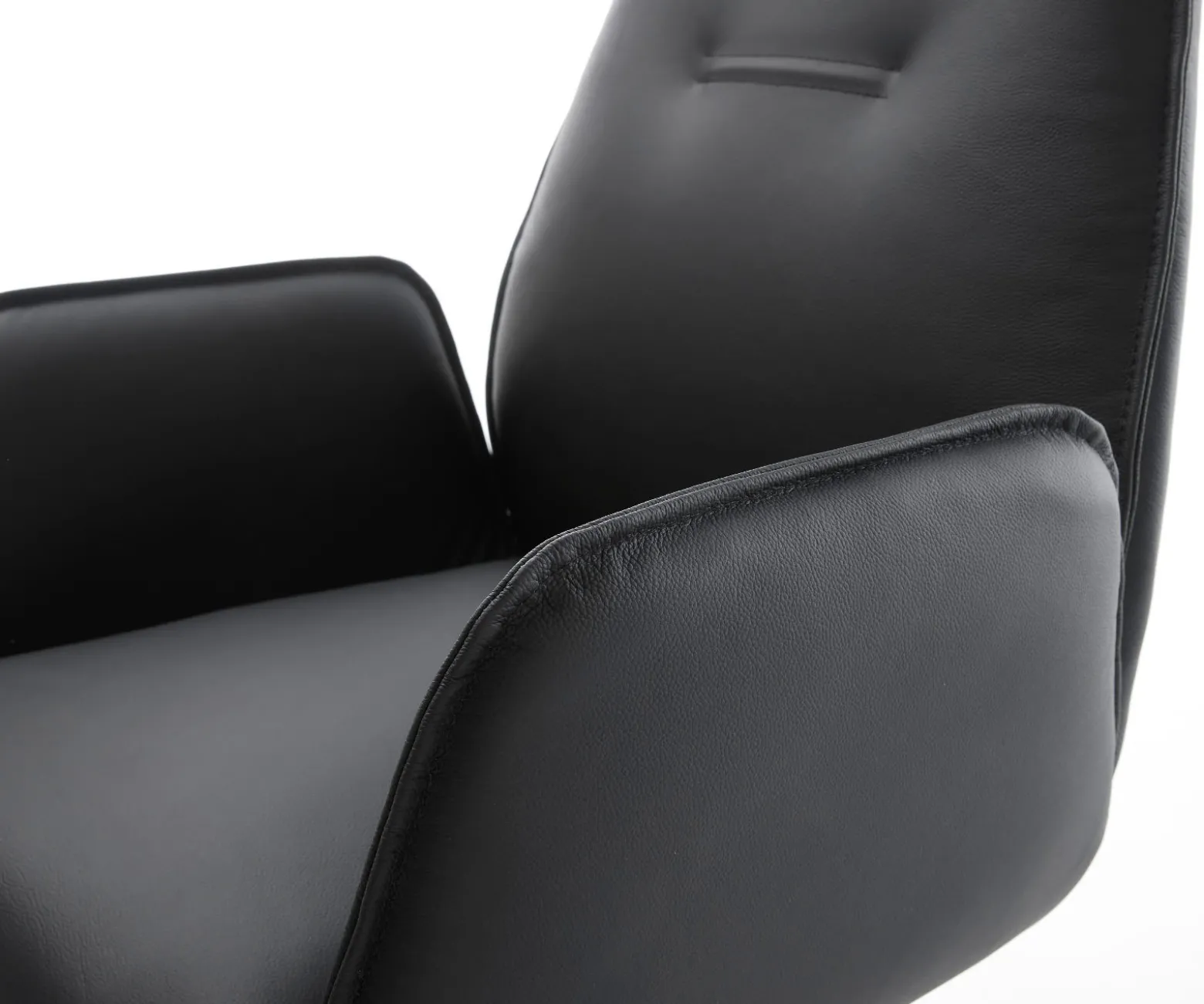 DrehstuhlZoa-Flex Echt-Leder Schwarz Kreuzgestell breit Effektfinish Titan 360° drehbar Taschenfederkern Sofort versandfertig