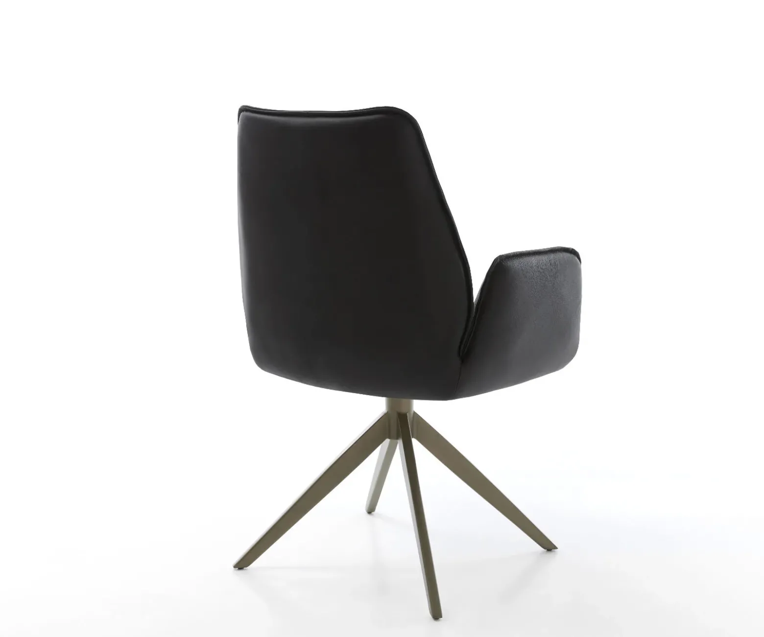 DrehstuhlZoa-Flex Echt-Leder Schwarz Kreuzgestell breit Effektfinish Titan 360° drehbar Wippfunktion Taschenfederkern Sofort versandfertig
