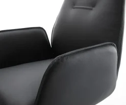 DrehstuhlZoa-Flex Echt-Leder Schwarz Kreuzgestell breit Schwarz 360° drehbar Wippfunktion Taschenfederkern Sofort versandfertig