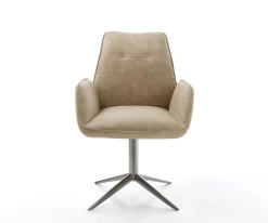 DrehstuhlZoa-Flex Mikrofaser Beige Vintage Fußkreuz Graphit 360° drehbar Wippfunktion Taschenfederkern Sofort versandfertig