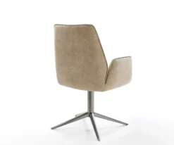 DrehstuhlZoa-Flex Mikrofaser Beige Vintage Fußkreuz Graphit 360° drehbar Wippfunktion Taschenfederkern Sofort versandfertig