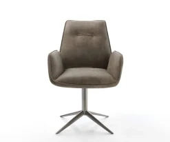 DrehstuhlZoa-Flex Mikrofaser Taupe Vintage Fußkreuz Graphit 360° drehbar Wippfunktion Taschenfederkern Sofort versandfertig