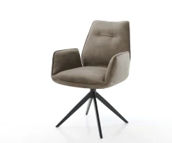 DrehstuhlZoa-Flex Mikrofaser Taupe Vintage Kreuzgestell breit Schwarz 360° drehbar Wippfunktion Taschenfederkern Sofort versandfertig