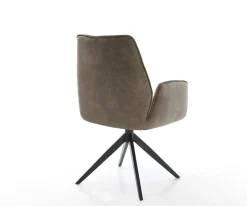 DrehstuhlZoa-Flex Mikrofaser Taupe Vintage Kreuzgestell breit Schwarz 360° drehbar Wippfunktion Taschenfederkern Sofort versandfertig