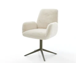 DrehstuhlZoa-Flex Plüsch Creme-Weiß Fußkreuz Effektfinish Titan 360° drehbar Wippfunktion Taschenfederkern Sofort versandfertig