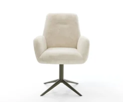 DrehstuhlZoa-Flex Plüsch Creme-Weiß Fußkreuz Effektfinish Titan 360° drehbar Wippfunktion Taschenfederkern Sofort versandfertig