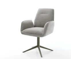 DrehstuhlZoa-Flex Strukturstoff Soft Grau Fußkreuz Effektfinish Titan 360° drehbar Wippfunktion Taschenfederkern Sofort versandfertig